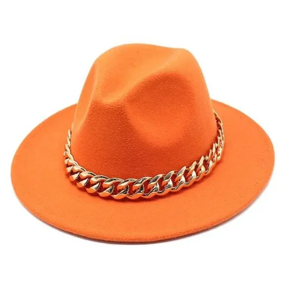 Accessories | Fedora Hat With Large Thick Gold Chain Wide  display picture 3